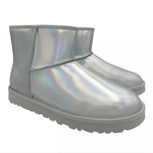 UGG CLASSIC MINI IRIDESCENT GLACIER GREY WOMEN'S BOOTS US SIZE 8